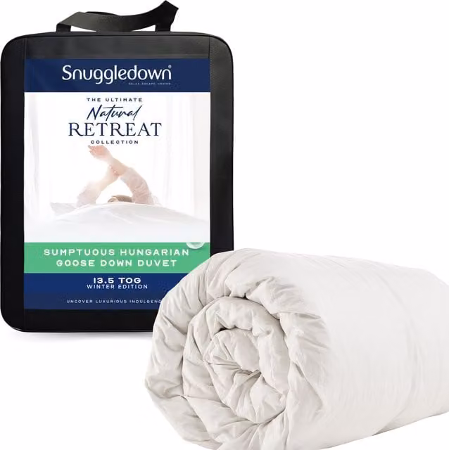 Snuggledown Retreat Hungarian Goose Down 13.5 Tog Duvet, White, Single