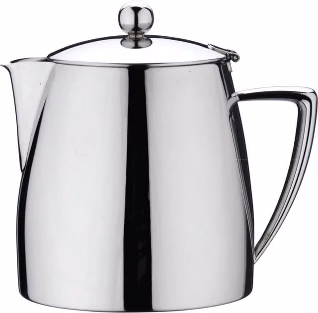 Café Stål Art Deco Geometric Stainless Steel Teapot in Silver with Drip-Free Spout