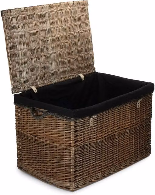 Red Hamper Large Antique Wash Wicker Storage Basket in Black