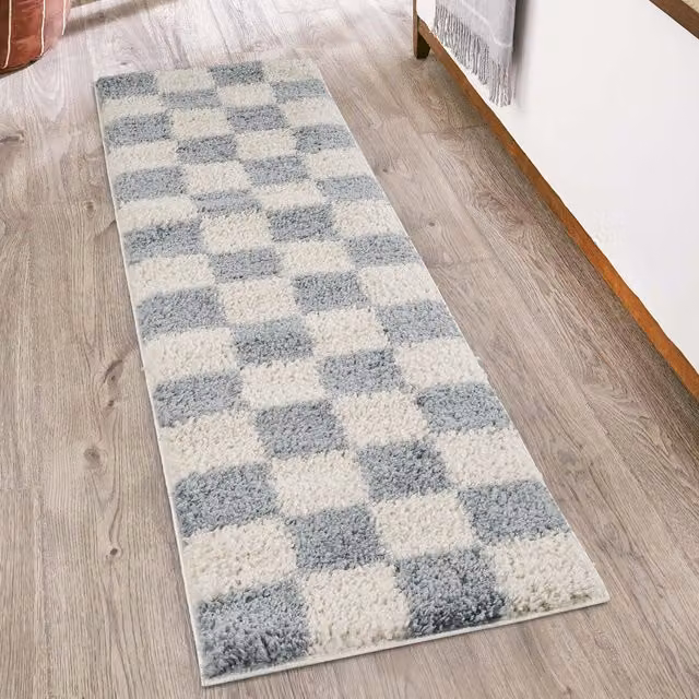 Desire Rugs Modern Rectangular Shaggy Area Rug in Blue, Turquoise and Grey, W: 220 cm