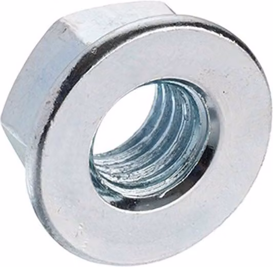 Unifix Class 6 Flange Nuts DIN 6923 BZP M5 x 0.80 in Silver Galvanised Steel