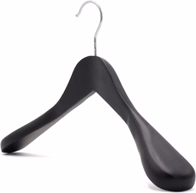 PAWNORA Black Wooden Coat Hangers, Pack of 10
