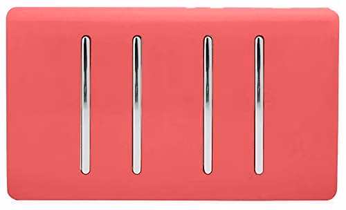 Trendi 4 Gang 3 Way Intermediate 10 Amp Rocker Light Switch in Red
