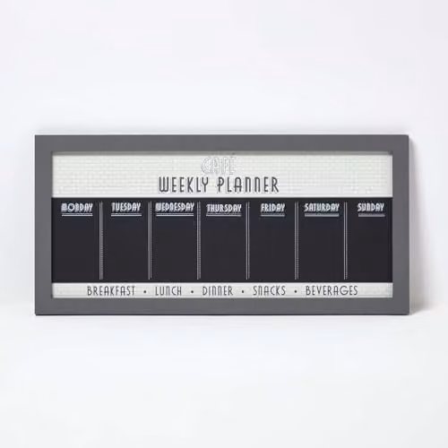 Homescapes Weekly Planner Chalkboard in Black or Grey, W: 67 cm, H: 32 cm