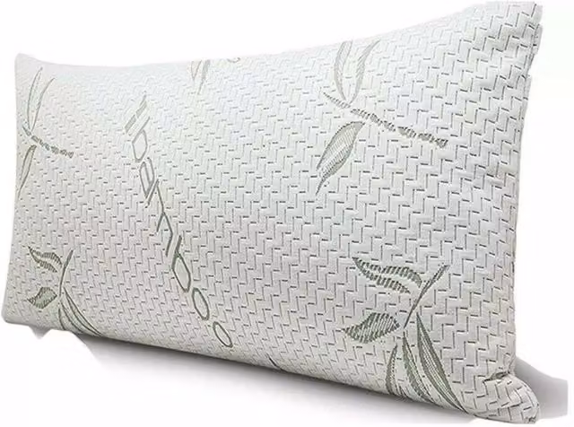 R&G White Rectangular Memory Foam Bamboo Pillow with Antibacterial and Breathable Properties