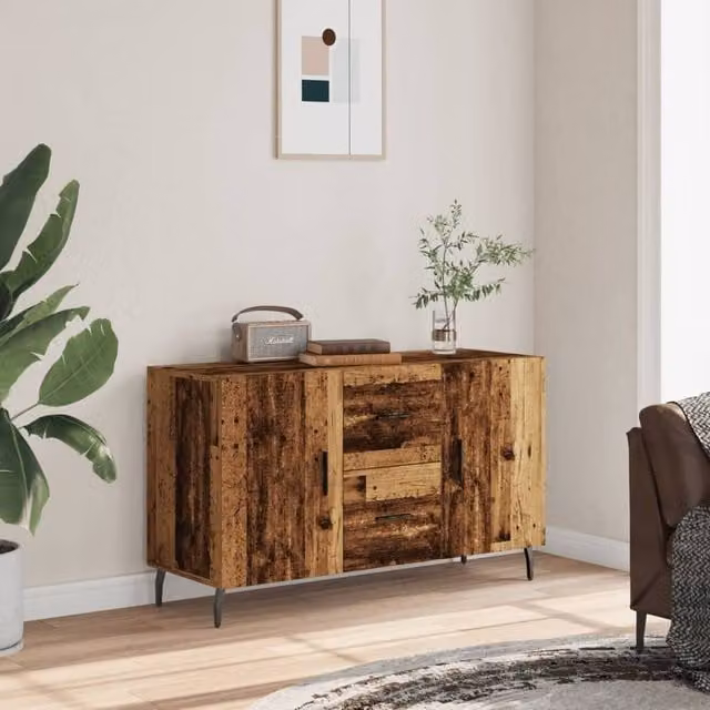 Berkfield Home Rustic Old Wood Sideboard in Brown, W/D/H: 100 x 36 x 60 cm