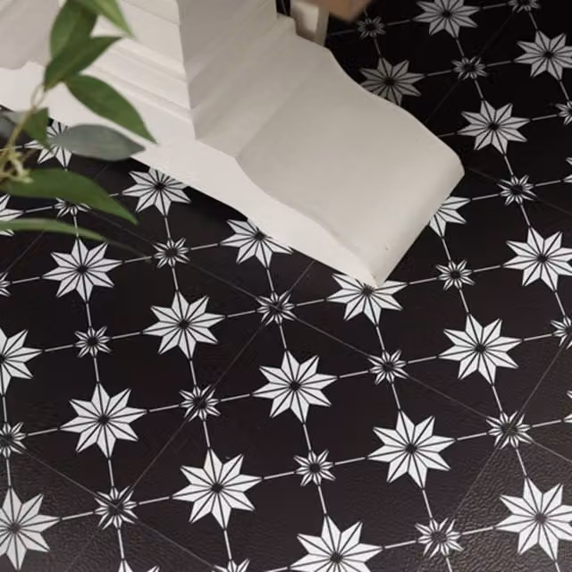 FloorPops Rigel Self Adhesive Vinyl Floor Tiles, Black, Pack of 10 (0.93sqm), W/D/H: 30.48 x 30.48 x 30.48 cm