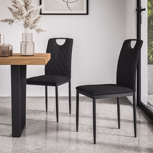 More4Homes Monza Faux Leather Dining Chairs, Set of 8, Black