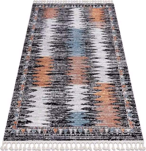 RugsX Belle Vintage Rectangular Rug in Black and Multicolour, W: 140 cm, L: 190 cm