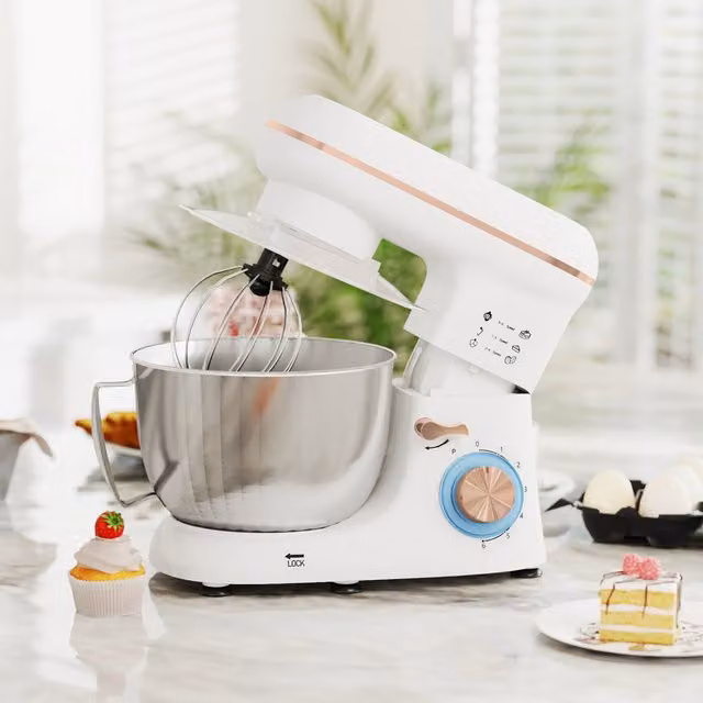 HOMCOM White Stand Mixer with 4.5L Capacity, 6 Speeds and Pulse Setting