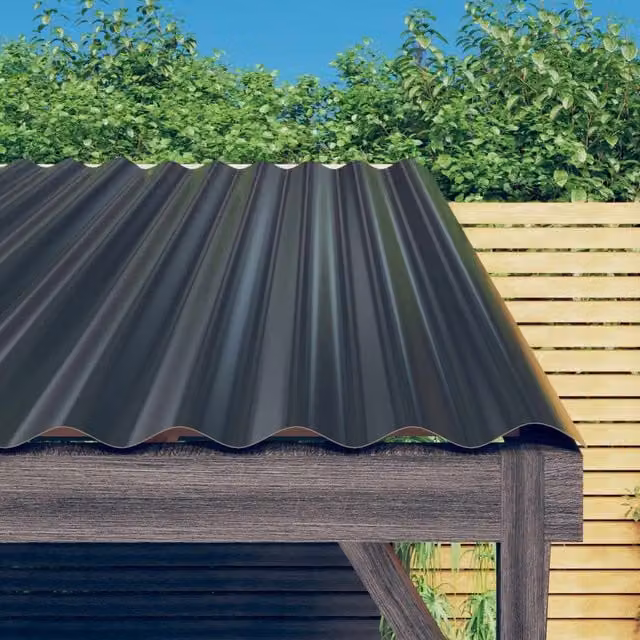Berkfield Home Anthracite Powder-coated Corrugated Steel Roof Panels, 36 Pieces, W/H: 60 x 36 cm