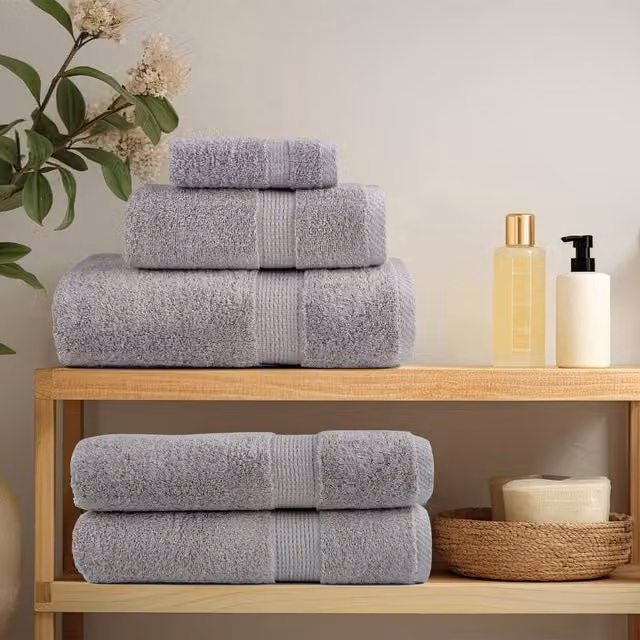 Berkfield Home SOLUND Premium Cotton Terry Bath Towels, Grey, 10 Pack, W: 100 cm, L: 150 cm, 600gsm