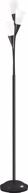 HOMCOM Modern 3-Light Black Metal Upright Floor Lamp for Living Room