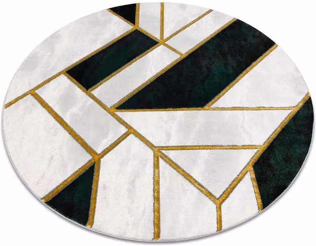 RugsX Emerald Round Geometric Rug in Green, Diameter: 120 cm