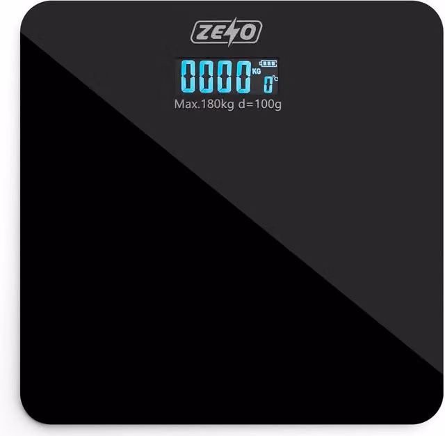 NESTLUNE Black Digital LCD Electronic Personal Body Scales with Glass Surface