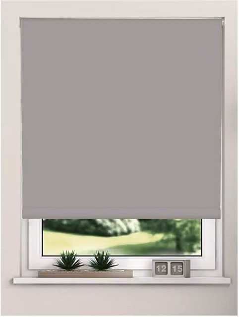 New Edge Blinds Thermal Blackout Roller Blind in Light Grey, W: 150 cm, H: 165 cm