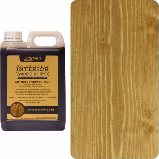 Littlefair's Water Based Wood Stain in Antique Stripped Pine Yellow, 5000ml