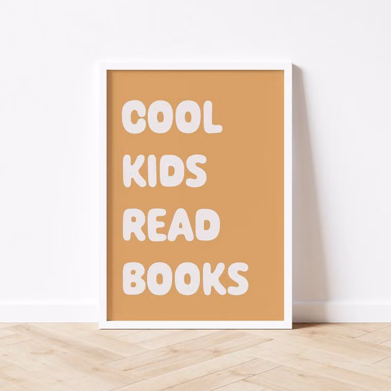 Autumns Corner Cool Kids Read Books Typography Paper Poster, Sage Green, A2