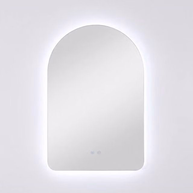 Living and Home Round Wall-Mounted Adjustable LED Bathroom Mirror with Demister and Touch Switch in Clear