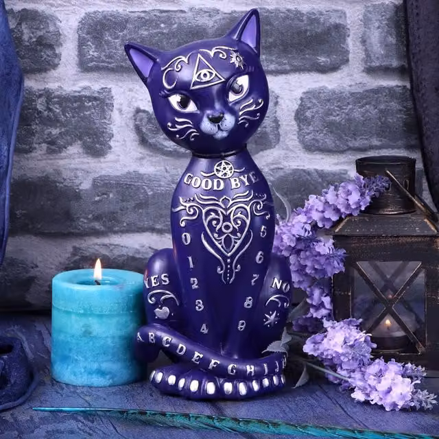 Nemesis Now Mystic Kitty Purple and Silver Tabletop Figurine, Height: 26 cm