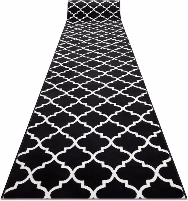 RugsX Bcf Morad Moroccan Modern Runner in Black, W: 100 cm, L: 450 cm