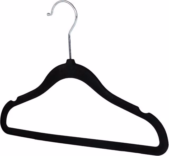 Pawnora Non-slip Velvet Flocked Plastic Coat Hangers, Black