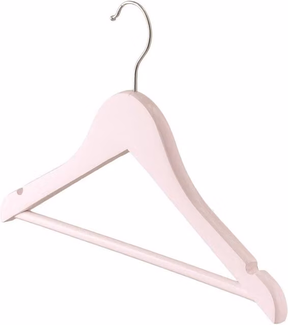 Kelvenix 20 Pack Wooden Kids Clothes Hangers with Trouser Bar in Light Pink