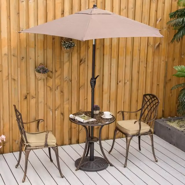 Outsunny 3 Piece Cast Aluminium Garden Bistro Set in Bronze