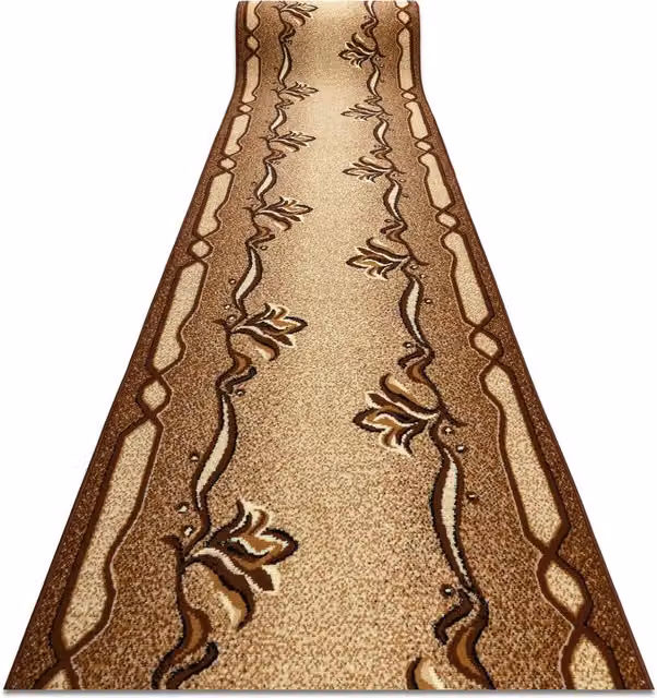 RugsX Bcf Krzyś Floral Runner in Brown, W: 80 cm, L: 300 cm
