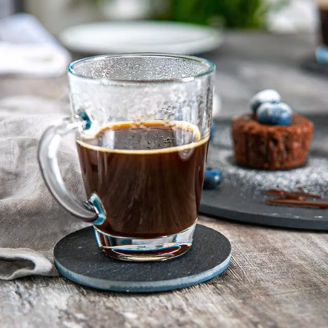 Argon Tableware 12 Piece Set of Round Black Slate Placemats and Coasters
