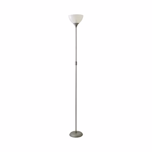 ValueLights Dalby Modern Silver Uplighter Floor Lamp with White Glass Shade