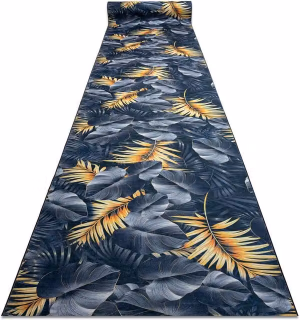 RugsX Lotus Anti-Slip Floral Runner in Grey and Multicolour, W: 80 cm, L: 340 cm