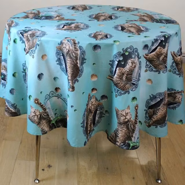 Lisa Parker Cauldron Cats Round Tablecloth, Green, Diameter: 177.8 cm