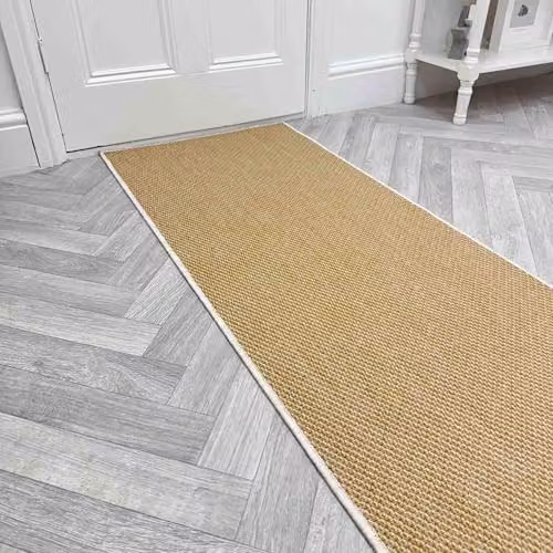 runrug Reversible Indoor/Outdoor Hallway Runner Rug in Ochre and Beige, W: 60 cm, L: 240 cm
