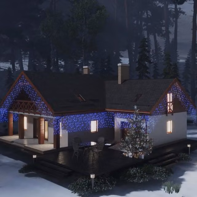 Berkfield Home LED Curtain Icicle Lights, Blue, 400 LED, 10m