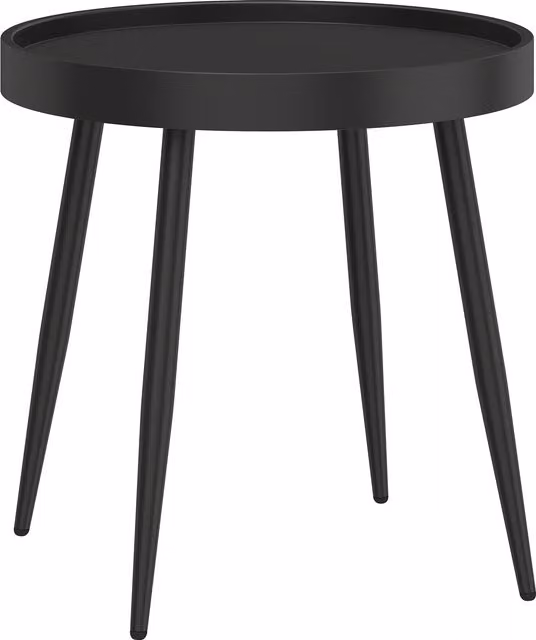 Outsunny Round Garden Coffee Side Table with Plastic Tray-Style Top and Metal Legs, Black, Diameter: 49.5 cm