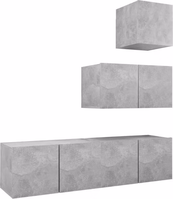 Berkfield Home 4 Piece Modern Wall Mounted TV Cabinet Set in Matt Concrete Grey MDF