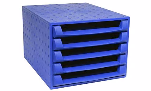 Exacompta The Box Forever Multi-Compartment Storage Unit with 5 Open Drawers, Blue, W: 38.7 cm, D: 28.4 cm, H: 21.8 cm