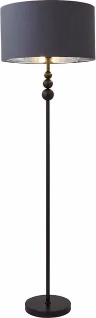 ValueLights Marissa Modern Stacked Ball Floor Lamp with Fabric and Metal Shade in Anthracite and Chrome, Bulb Included