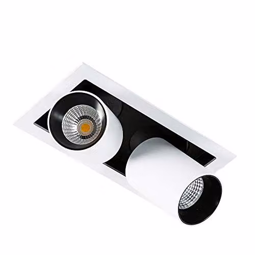 Netlighting Modern Technical LED Recessed Ceiling Light in White and Black, 4000K Cool White, 1640lm