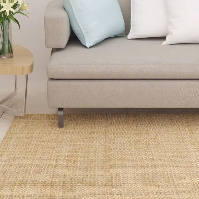 Berkfield Home Natural Sisal Rug in Brown and Beige, W/D: 100 x 100 cm