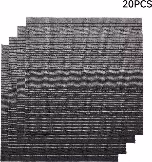 Livingandhome 20-Piece Polypropylene Carpet Tiles in Grey