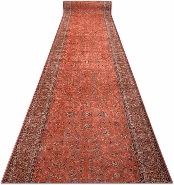 RugsX Anti-Slip Lotus Oriental Runner in Red, W: 150 cm, L: 280 cm