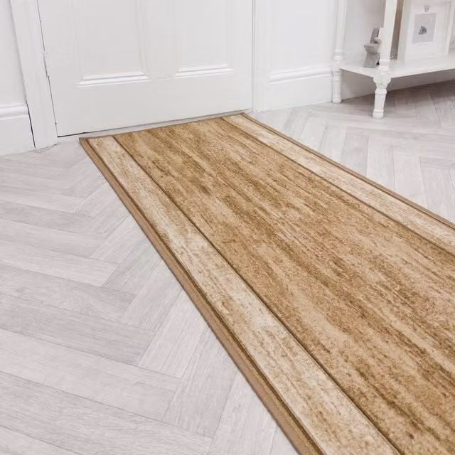 runrug Rama Hallway Runner Rug in Beige, Non-Slip and Hardwearing, W: 100 cm, L: 240 cm