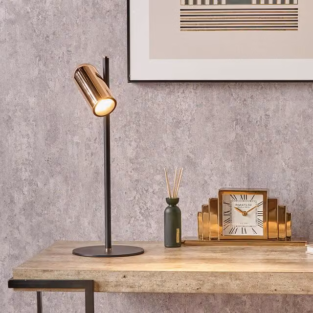 Pacific Lifestyle Modern Metal LED Table Lamp in Black and Gold/Brass
