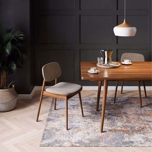 The Rug House Metallic Abstract Washable Rug in Grey and Multicolour, W: 170 cm, D: 120 cm