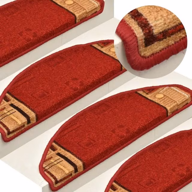 Berkfield Home Self-adhesive Stair Mats, 15 Pieces, Red, W/D/H: 65 x 21 x 4 cm