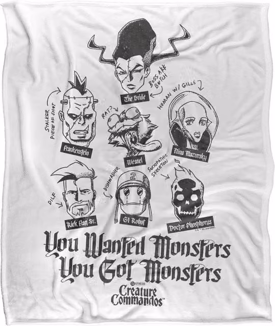 Warner Bros. Creature Commandos You Wanted Monsters Super Soft Silky Touch Polyester Throw Blanket, Extra Large, Multicolour