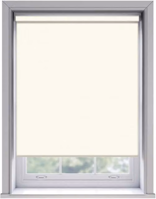 NewEdgeBlinds No Drill Thermal Blackout Roller Blind, Cream, W: 110 cm, H: 170 cm