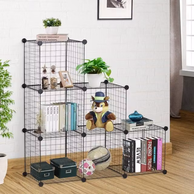 HOMCOM 6 Cube Metal Wire Rack in Black